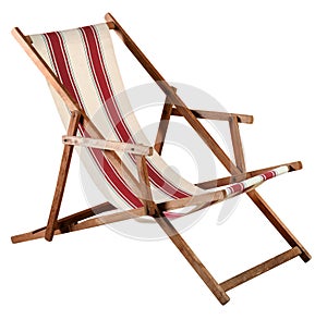 Folding wooden deckchair or beach chair