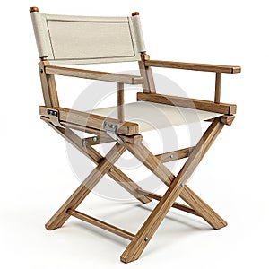 Folding wooden directors chair with durable canvas seat backrest photo