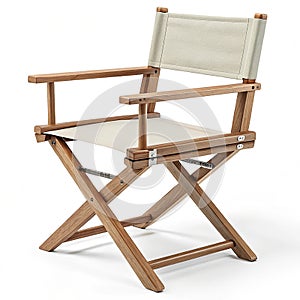 Folding wooden directors chair with durable canvas seat backrest photo