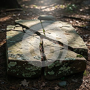 Through the foliage, creating a dappled pattern across the scene, adding