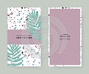 Foliage invitation card template design, Dypsis lutescens or yellow palm