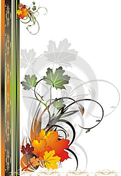 Foliage of maple. Autumn decorative frame for card