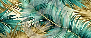 foliage nature pattern design tropical background jungle texture leaf template gold. Generative AI.