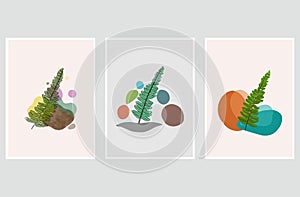 Foliage and Nature plant wall art vector set.