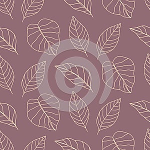 Foliage Seamless Pattern. Floral tropical Vintage leaves endless background