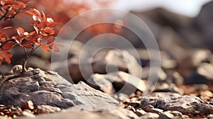 Foliage On Stones: 3d Scene By Ben Szkolnik With Selective Focus