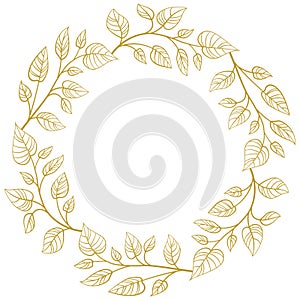 Foliate frame with gold leaves.