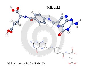 Folic acid - 3d illustration of molecular structure