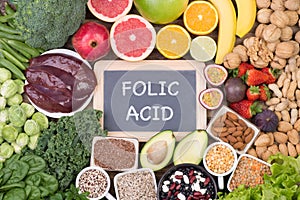 Folic acid food sources, top view