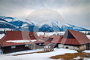 Folk architecture of the distinctive village of Zdiar with a pan