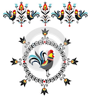 Folk decorations of roosters