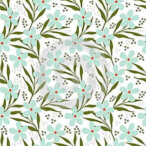 Folk floral seamless pattern on background