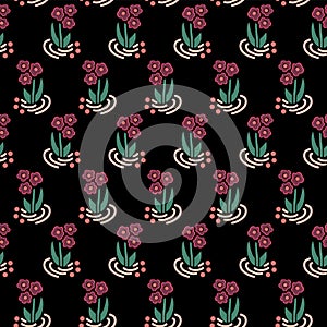 Folk flowers seamless vector repeating background