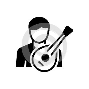 Black solid icon for Folk, musician and composer photo