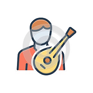 Color illustration icon for Folk, musician and harp photo