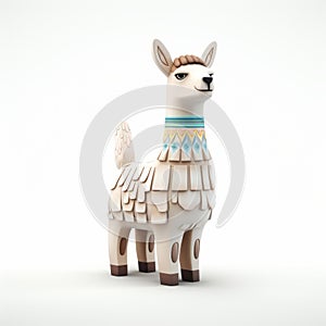 Folk-inspired 3d Render Model Of Llama With Playful Visual Puzzles