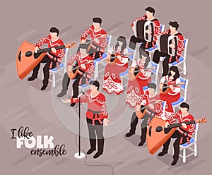 Folk Musicians Isometric Composition