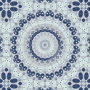 Folk ornamental textile seamless kaleidoscopic pattern background