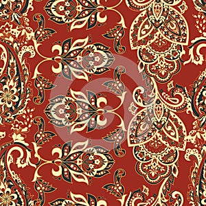 Folkloric Batik vector ornament. Ethnic Floral seamless pattern.