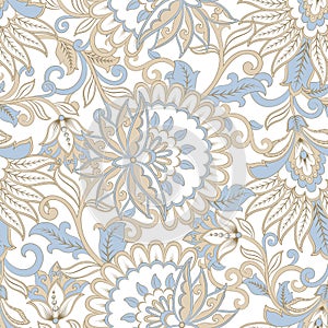 Folkloric flowers seamless pattern. ethnic floral vector ornament