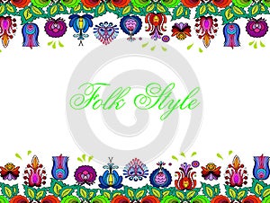 Folksy Floral Background - Slavic Folk Style Flower Border