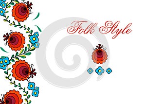 Folksy Floral Edging - Czech Folk Style Flower Design