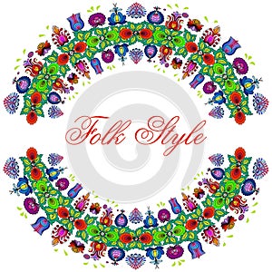 Folksy Floral Pattern - Hungarian Folk Style Flower Wreath