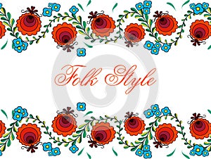Folksy Floral Pattern - Russian Folk Style Flower Design