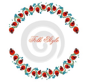 Folksy Round Wreath - Magyar Folk Style Flower Garland