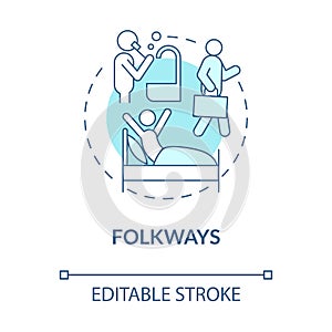 Folkways in society blue concept icon