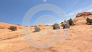 Folloing UTV steep rock trail Moab Utah POV 4K