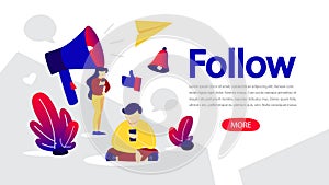 Follow concept. Idea of promotion in social media