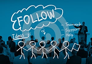 Follow Following Teamwork Member Leader Concept