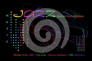 Follow Jazz festival 2024 Music Holiday Sunset modern design futuristic poster banner flyer placard wallpaper print vector templat