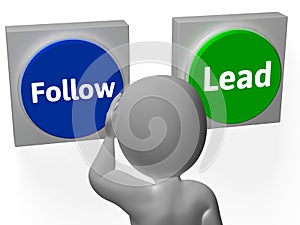 Follow Lead Buttons Show Leading The Way Or Following