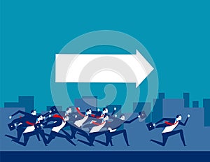 Follow the leader. Business people running. Concept business vector illustration