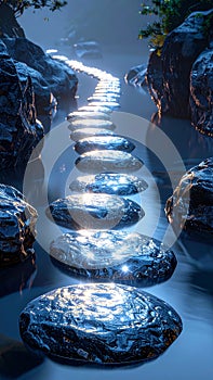 Glowing Stepping Stones on a Mystical Path