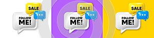 Follow me tag. Special offer sign. Chat speech bubble 3d icons. Vector