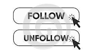 Follow and unfollow mouse click button for social media