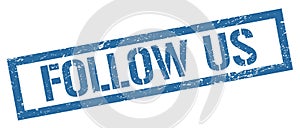 FOLLOW US blue grungy rectangle stamp