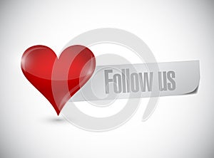 Follow us heart sign illustration design