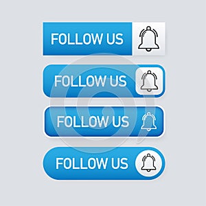 Follow us megaphone banner in flat style on white background. Vector illustration.