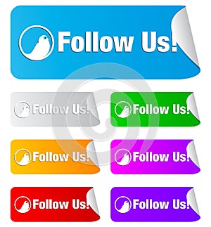 Follow us,rectangular shape stickers