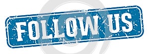 follow us rectangular sign. follow us stamp