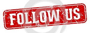 follow us rectangular sign. follow us stamp