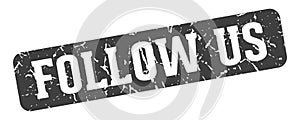 follow us rectangular sign. follow us stamp