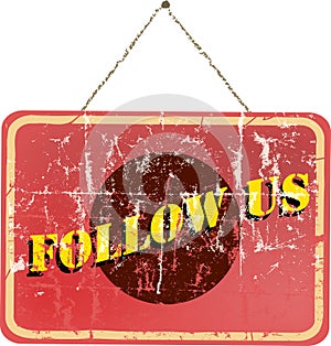 Follow us, social media sign