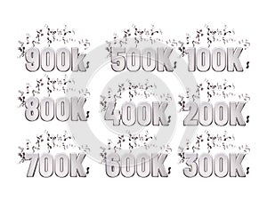 follower celebration text icon vector illustration element 3d rendering transparent eps