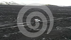 Following 4x4 Car South Iceland Highlands around Maelifell with some Snow