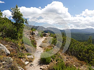 Following the track when hiking around the aiguilles de Bavella